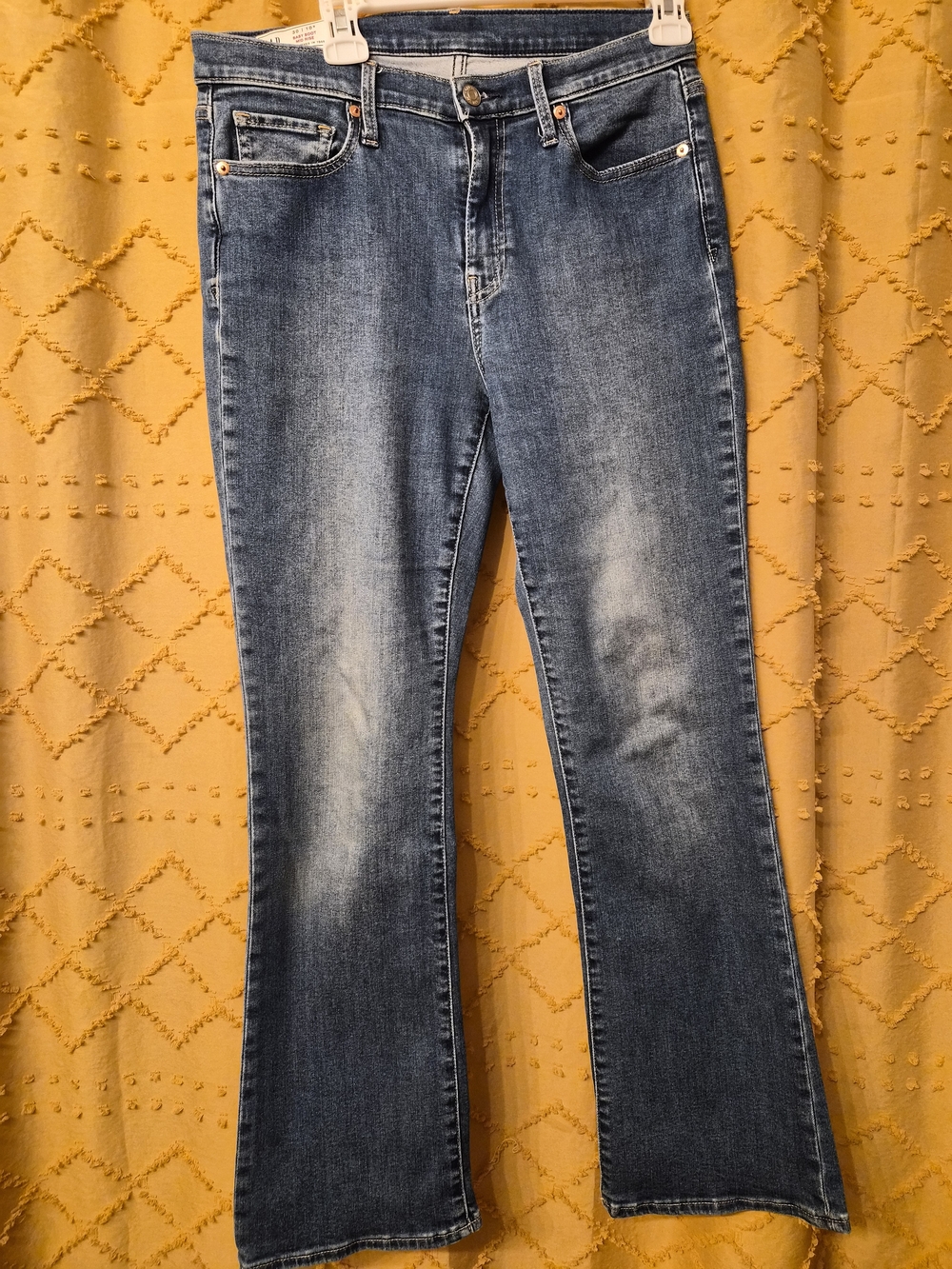 GAP Women's Blue Baby Boot Mid Rise Jeans with Subtle Fade